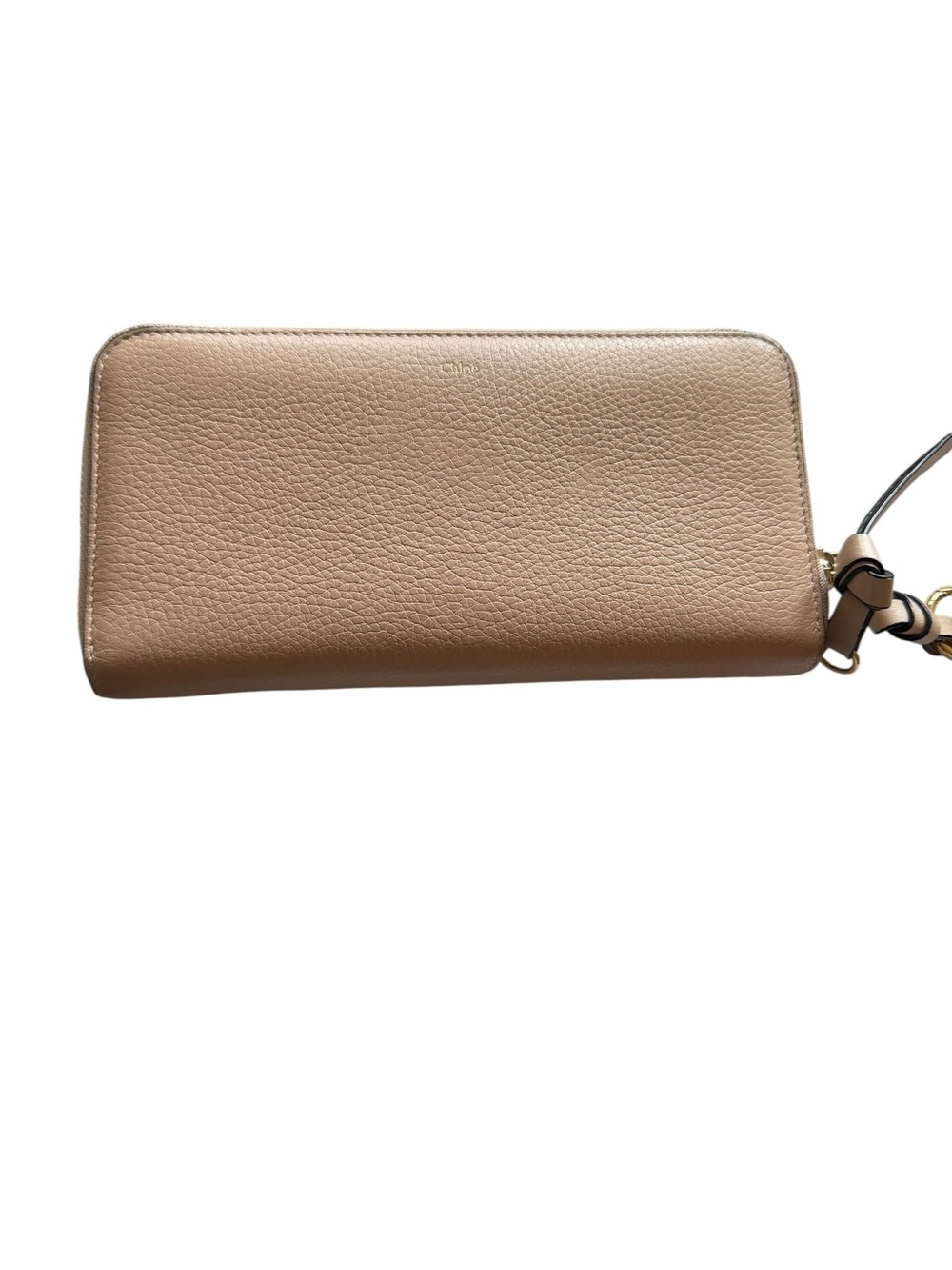 Chloe Zip-Around Pebbled Leather Wallet in Taupe Beige